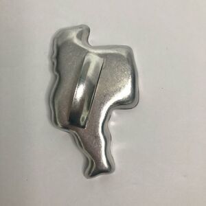 1950s anodized aluminum santa with bag cookie cutter vintage prop christmas